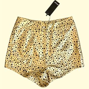 STAR GOLD HIGH WAISTED HOT SHORTS METALLIC DISCO NASTY GAL 🪩🖤